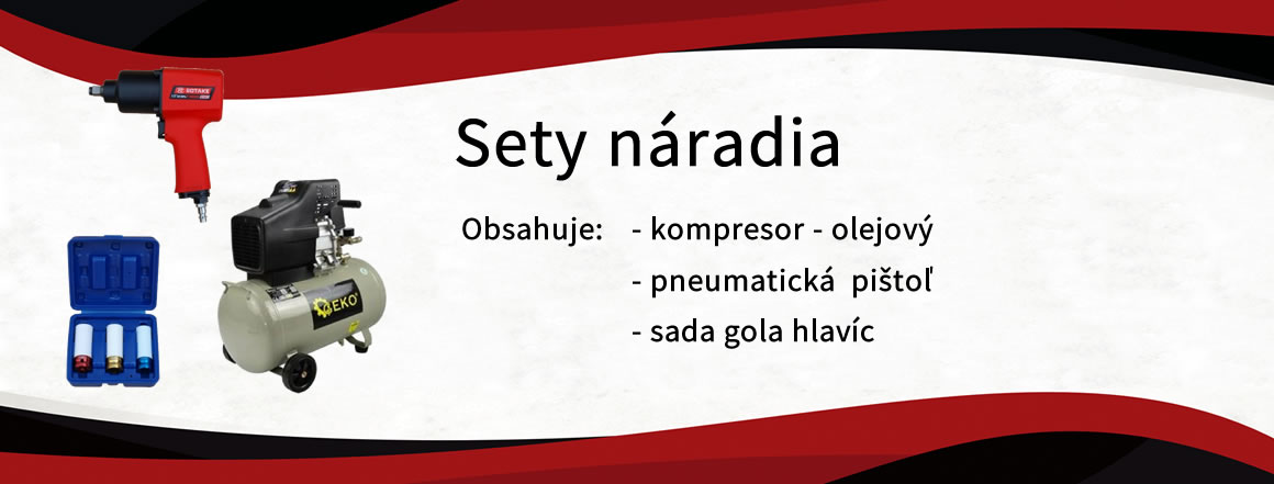 Sety náradia, kompresor, pneumatické pištole, sada gola hlavíc